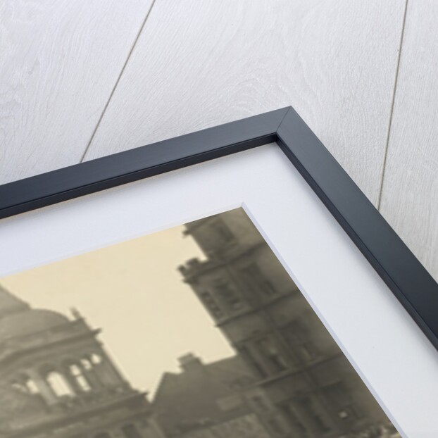 Mourners and a horse's carriage transporting The Right Hon. W E Gladstone's coffin at Westminster Abbey by S.B. Bolas