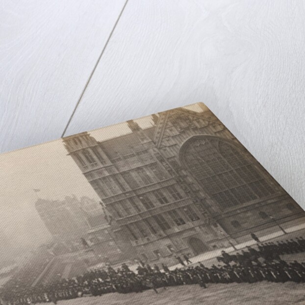 Procession of King Edward VII past Westminster Cathedral to his first State Opening of Parliament by S J Beckett