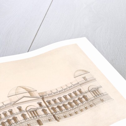 Elevation of the river front in the scheme to rebuild the Houses of Parliament by William Kent