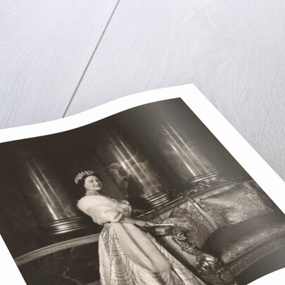 The Queen Mother posing in Buckingham Palace by Cecil Beaton