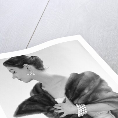 Evening dress with fur stole by John French