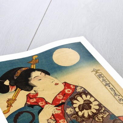 A woman looking at the moon, detail by Utagawa Kunisada I