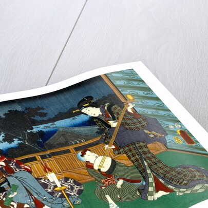 Ryogoku Yukei:Hitome Senkin, an Actor of The  Narikoma Acting House, Relaxing with Courtesans by Utagawa Kunisada