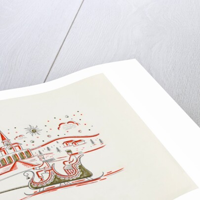 Christmas greeting card with horse and sleigh by Unknown