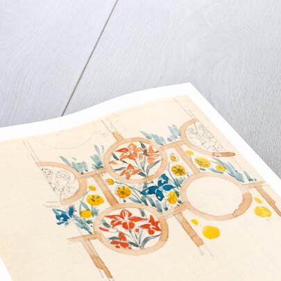 Page from a sketchbook containing designs for textiles, wall-papers and various decorative motifs by Edward Willaim Godwin