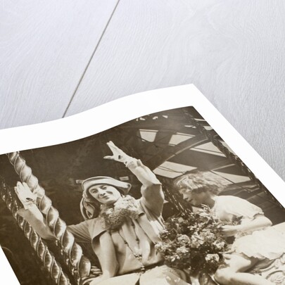 Anna Pavlova with Betty Bolton on a carousel at Riverside Revel by Anonymous