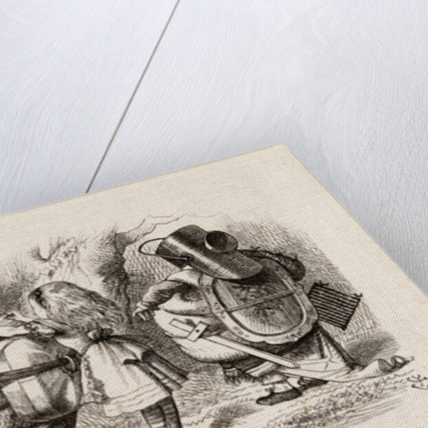 Alice arming Tweedledum and Tweedledee by Dalziel Brothers. Print. England
