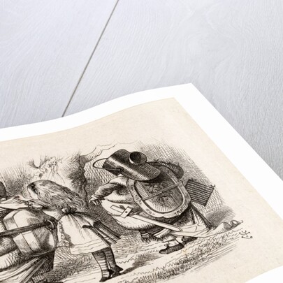 Alice arming Tweedledum and Tweedledee by Dalziel Brothers. Print. England