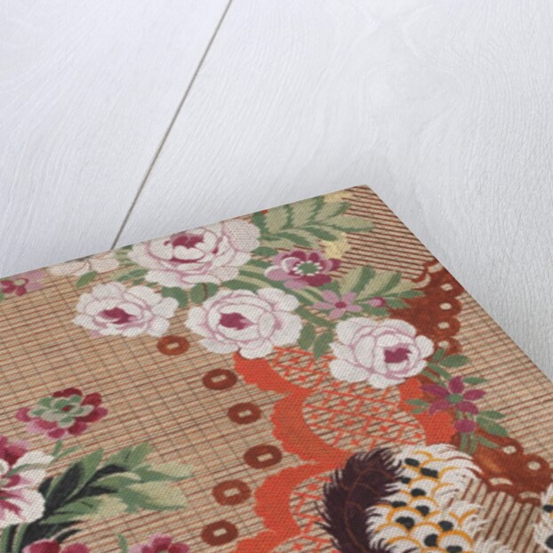 Draft for a woven silk with feathers, flowers, and lace meanders by Anonymous