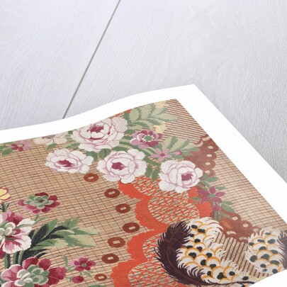 Draft for a woven silk with feathers, flowers, and lace meanders by Anonymous