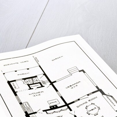 A Craftsman House depicting a first floor plan by Anonymous
