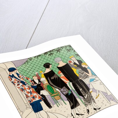 Fashion plate depicting a garden party by Anonymous