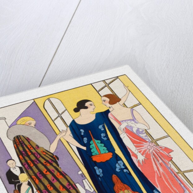 Fashion plate depicting a chat in a dinner party by Anonymous