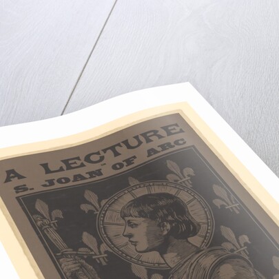 Poster advertising a lecture on Saint Joan on Arc by Hilaire Belloc