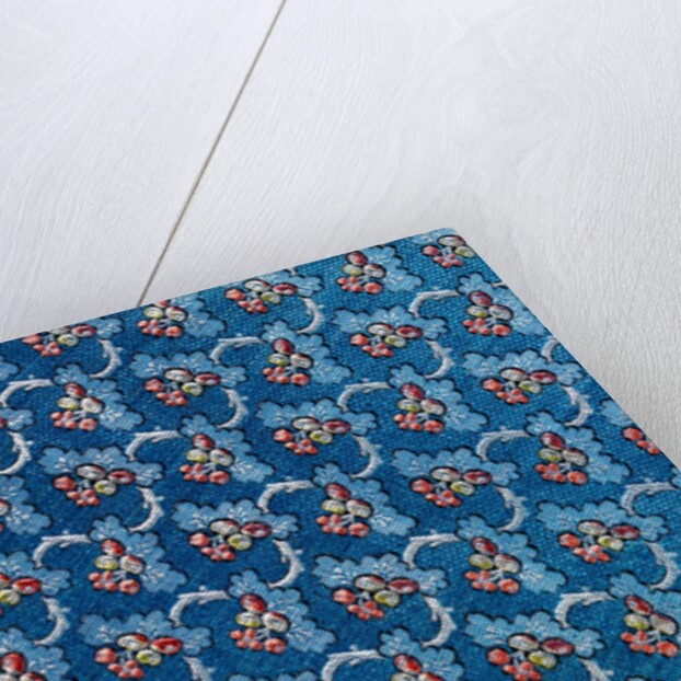 Woven silk dress fabric with fruits and flowers by Anonymous