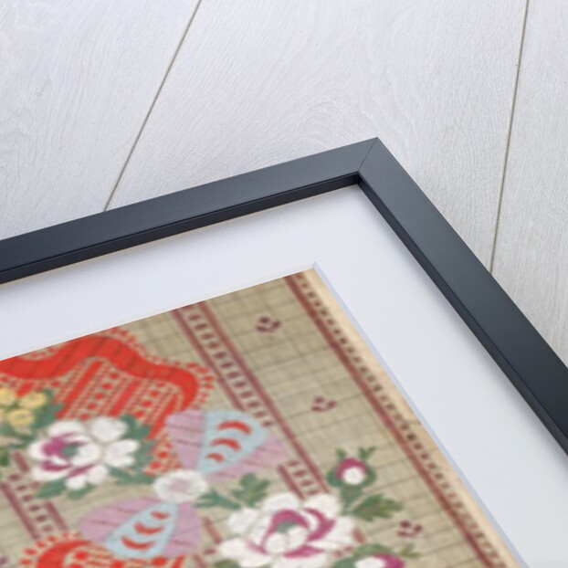 Draft for a woven silk with bows and flowers meander on stripes by Anonymous