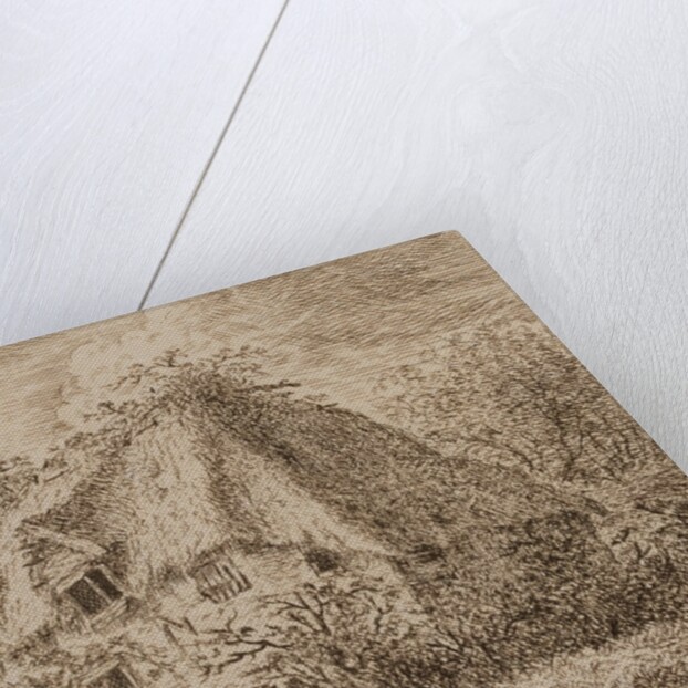 An old thatched cottage with hedge and paling in front by John Constable