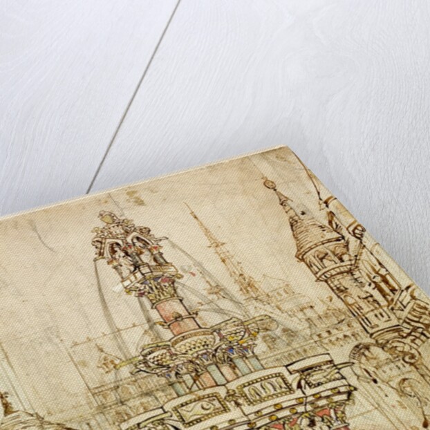 Sketch of a fountain for the City of Gloucester by William Burges