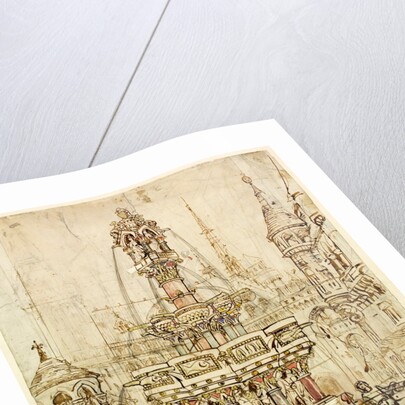 Sketch of a fountain for the City of Gloucester by William Burges