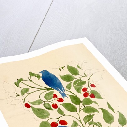 Blue Birds on Berry Bushes, design for textile by C.F.A.Voysey