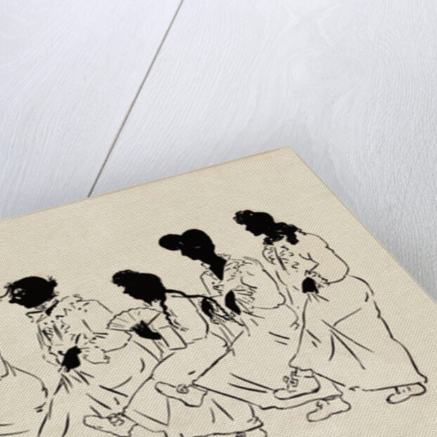 Silhouettes of five figures wearing nightdresses by Anonymous