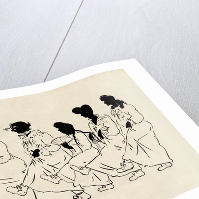 Silhouettes of five figures wearing nightdresses by Anonymous