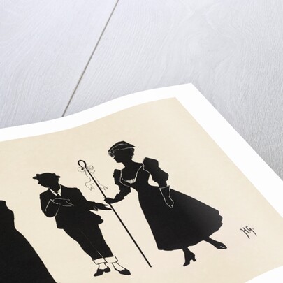 Silhouettes of three figures inlcuding a shepherdess by Anonymous
