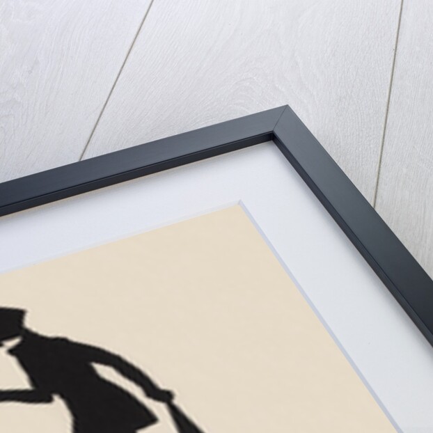 Silhouettes of two male figures debating and two female figures with a gentleman by Anonymous