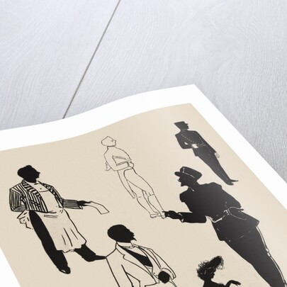 Silhouettes of a range of characters in a variety of costumes by Anonymous
