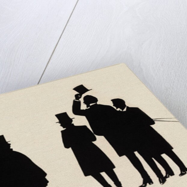Silhouettes of two groups of three male figures by Anonymous