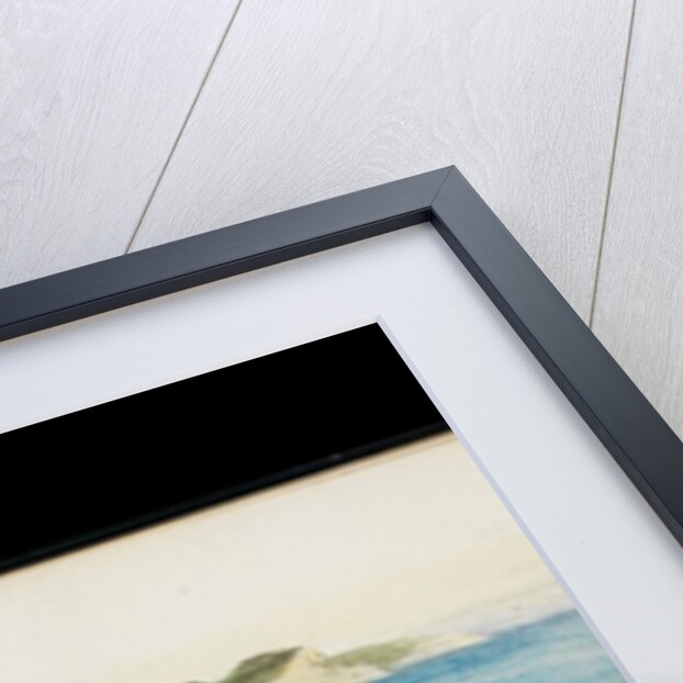 Coastal paths with views of the sea, hills and cliffs in distance by May Morris