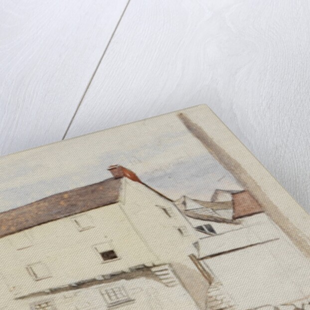 White house with red slate roof by May Morris