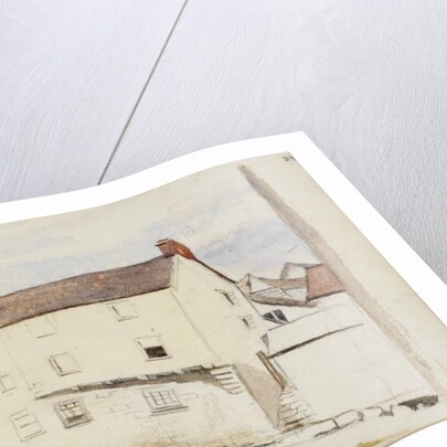 White house with red slate roof by May Morris