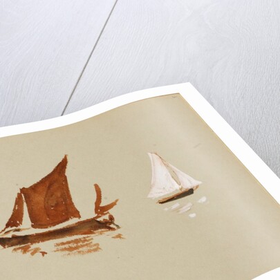 Brown and white sailboats by May Morris