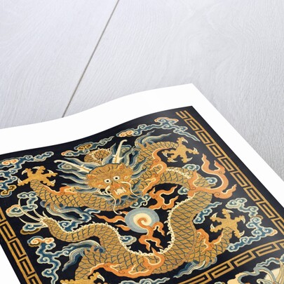 Tapestry with a five-clawed dragon pursuing a pearl amid clouds by Unknown