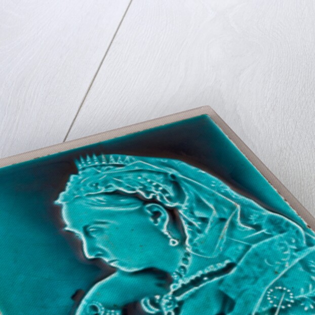 Blue glazed portrait tile of Queen Victoria. by Anonymous