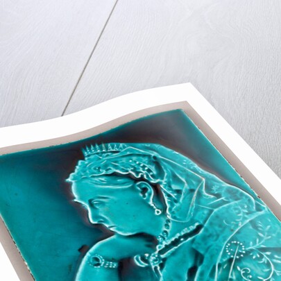 Blue glazed portrait tile of Queen Victoria. by Anonymous