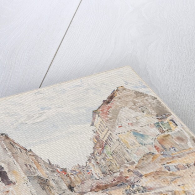 Rue d'Allent, St Omer: Celebrations and Sewer Mending by Thomas Hennell