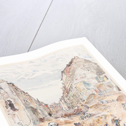 Rue d'Allent, St Omer: Celebrations and Sewer Mending by Thomas Hennell