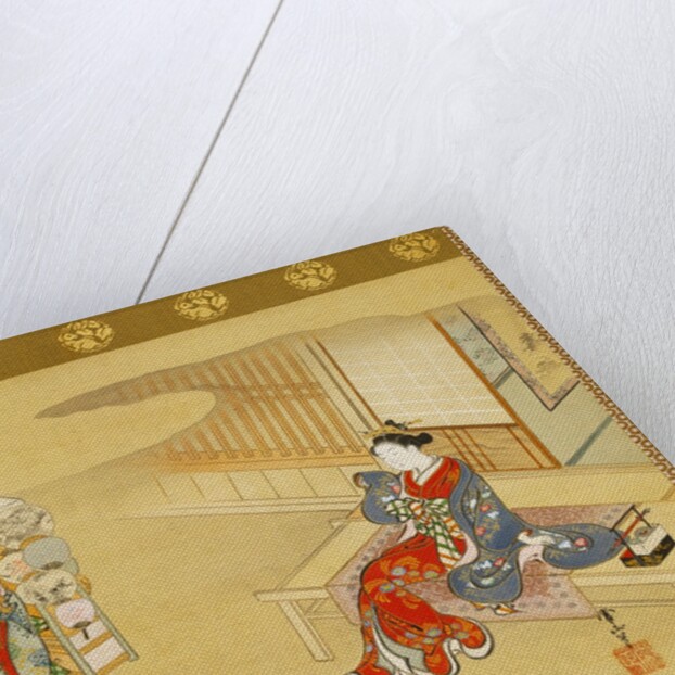 Fan seller and courtesan by Tsunemasa Kawamata