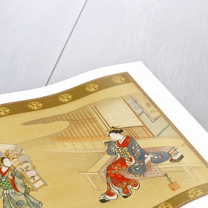 Fan seller and courtesan by Tsunemasa Kawamata