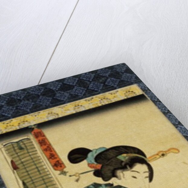 Woman adjusting her obi by Utagawa Kunisada I