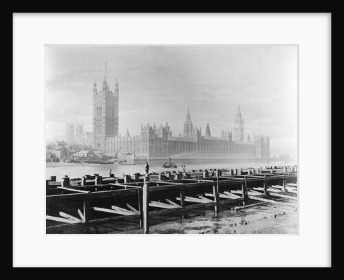 The Palace of Westminster during the construction of the Albert Embankment by Unknown