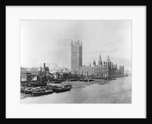 The Palace of Westminster before the construction of the Albert Embankment by Unknown