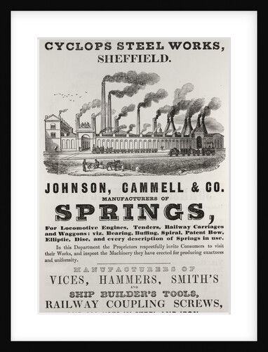 Advertisement for Railway View of Cyclops Steel Works by Unknown