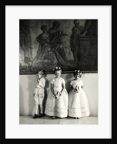 Three bridesmaids girls at the wedding of H.R.H the Duke of Kent and Miss Katharine Worsley at Hovingham Hall by Cecil Beaton