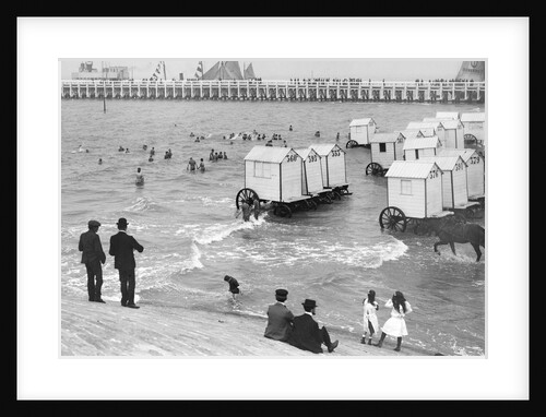 Bathing Huts on Wheels, view from top of sea wall by Andrew Pitcairn-Knowles