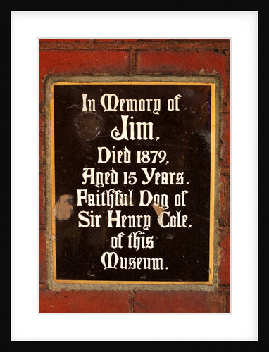 Plaque in memory of Jim, pet dog of Sir Henry Cole, in the John Madejski Garden of the V&A Museum by Stuart Cox