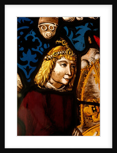 Panel depicting the Arms of Hugo von Hohenlandenberg as the Bishop of Constance with angel supporters by Stuart Cox