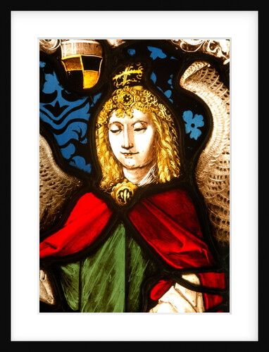 Panel depicting the Arms of Hugo von Hohenlandenberg as the Bishop of Constance with angel supporters by Stuart Cox